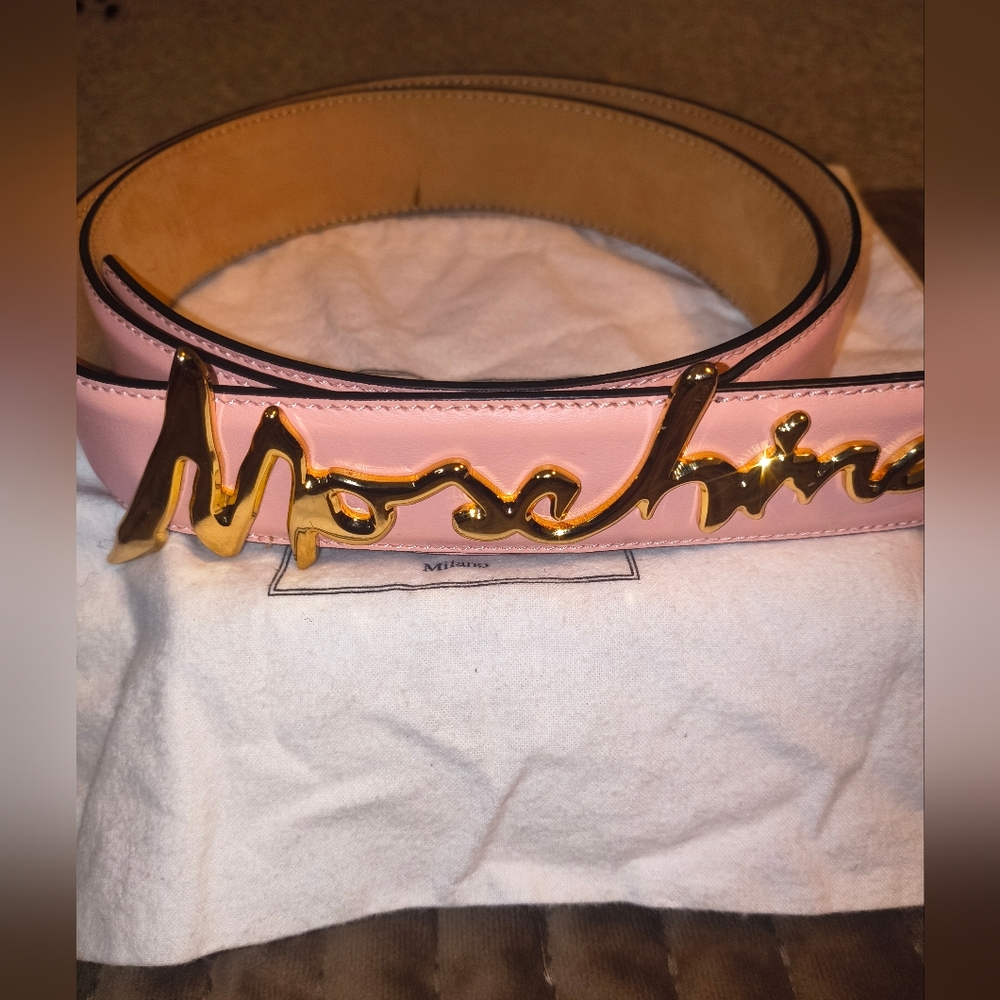 Moschino Pink and Gold Women's Belt (Rare)